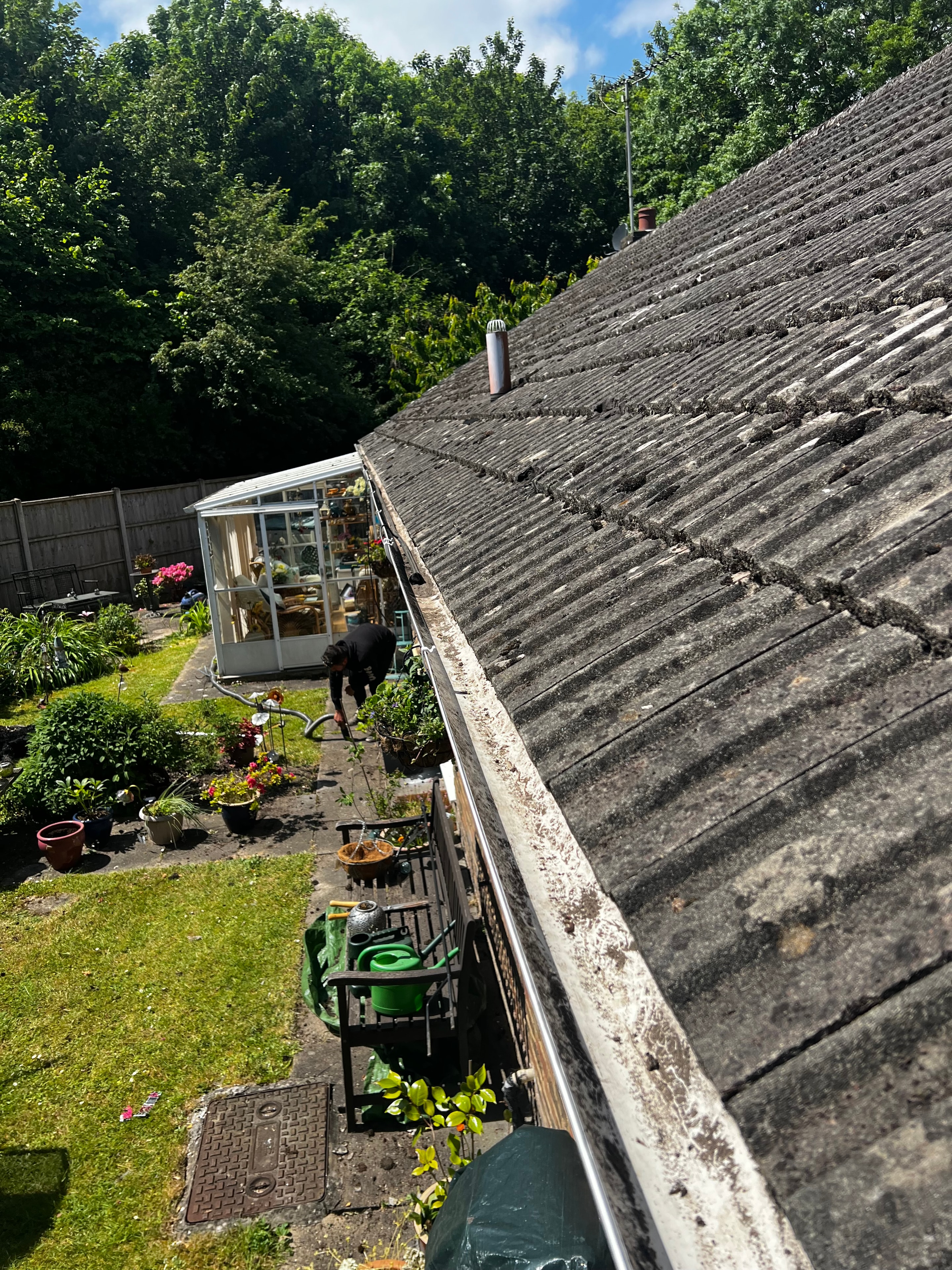Gutters after professional cleaning — clear and clean